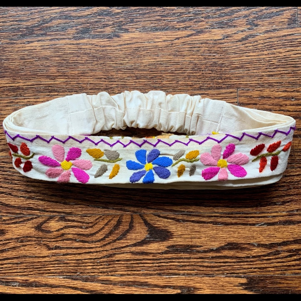 Embroidered Flower Headband handmade in Bali